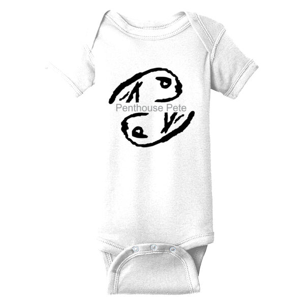 Dark Ink Penthouse Pete Signature Back - Infant Short Sleeve Baby Rib Bodysuit Thumbnail