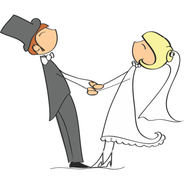 Cartoon Wedding Groom Bride Holding Hands 1 Thumbnail